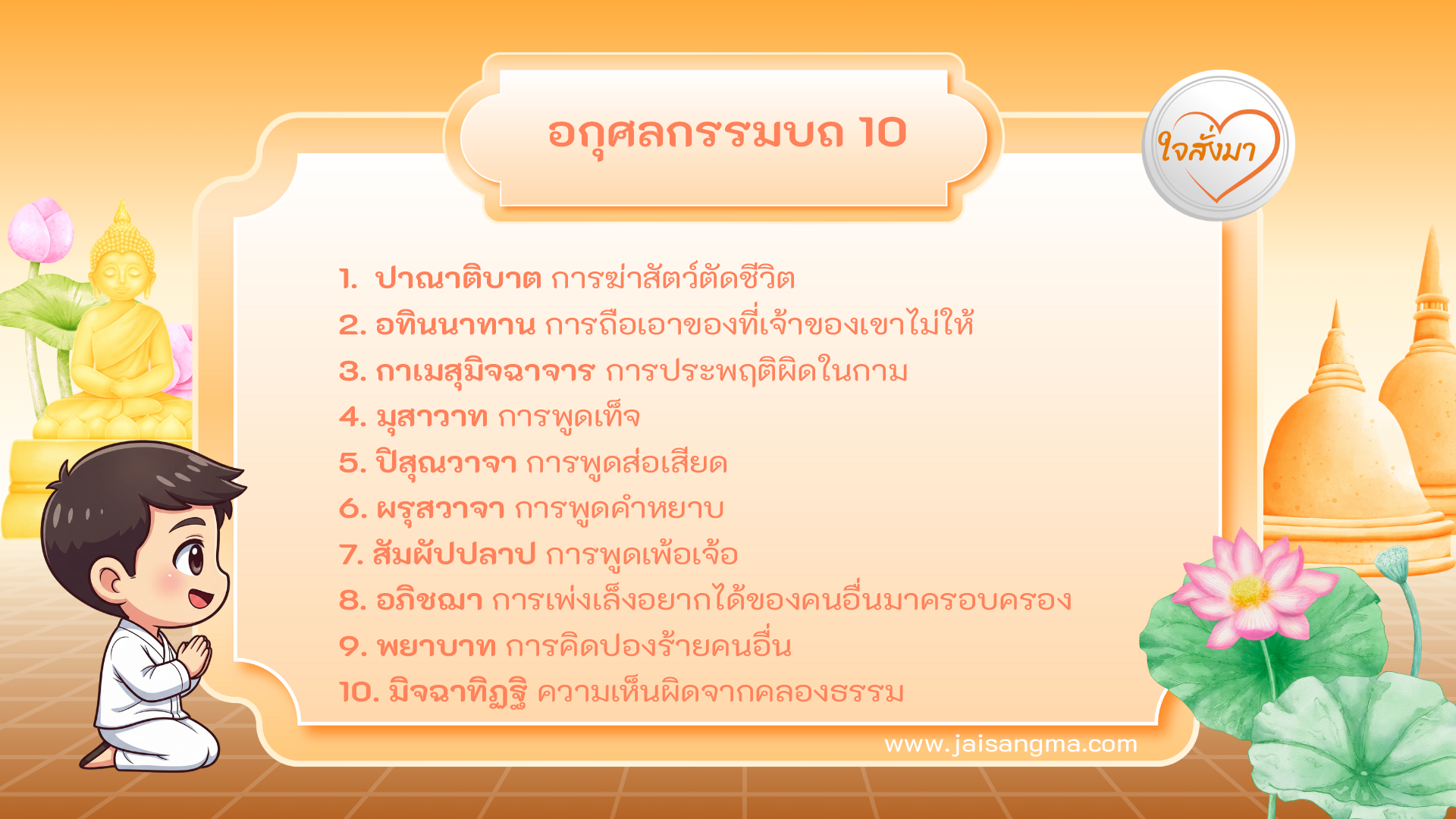 อกุศลกรรมบถ 10 ประการ