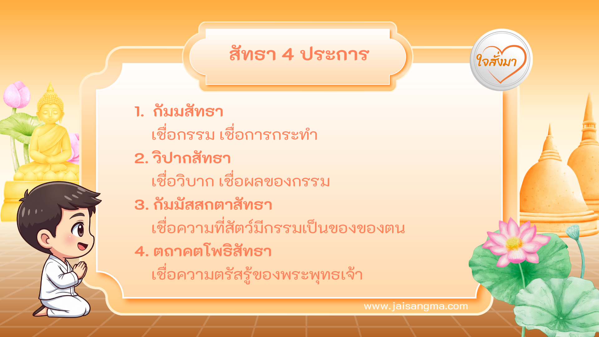 สัทธา (ศรัทธา) 4 ประการ