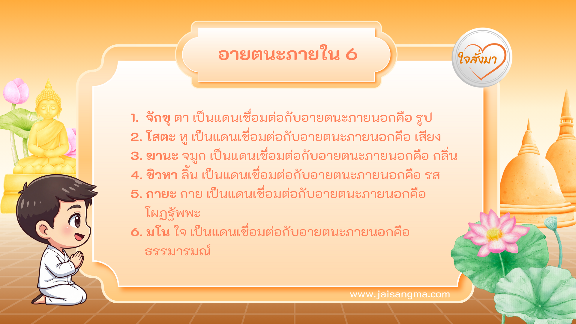 อายตนะภายใน 6 ประการ